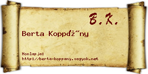 Berta Koppány névjegykártya